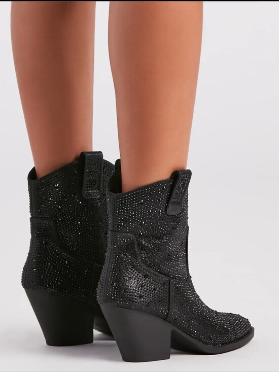 Jessica Simpson Shoes - NWT.Jessica Simpson Black Rhinestone Western Ankle Booties